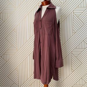 Brontë Cotton blend Cold shoulder shirt dress long sleeve boho bohemian renfair